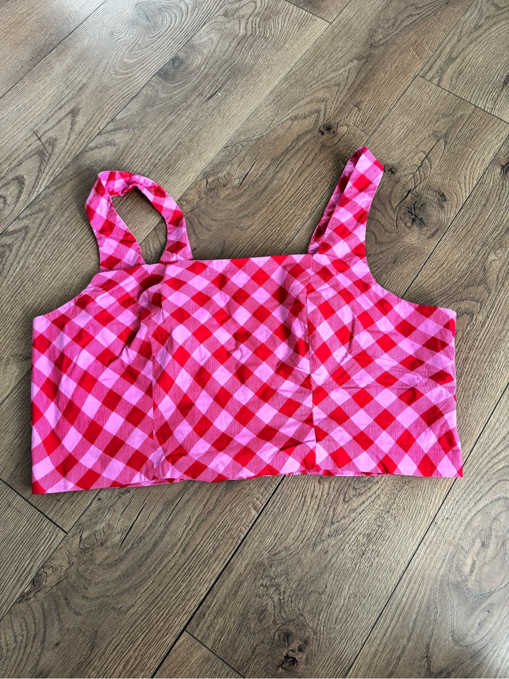Pink & Red Gingham Crop Tank Top - Women's Summer Staple